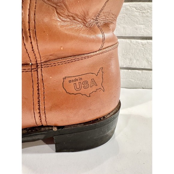 Cowboy Work Boots Leather MADE IN USA Sz 9 Oil & Chemical Resistant Soles - Picture 7 of 16